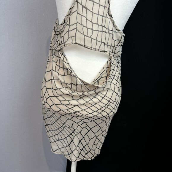 Elegant Beige Sheer Overlay Tank Top Geometric Pattern Flowy Lightweight S-M? - Picture 9 of 13